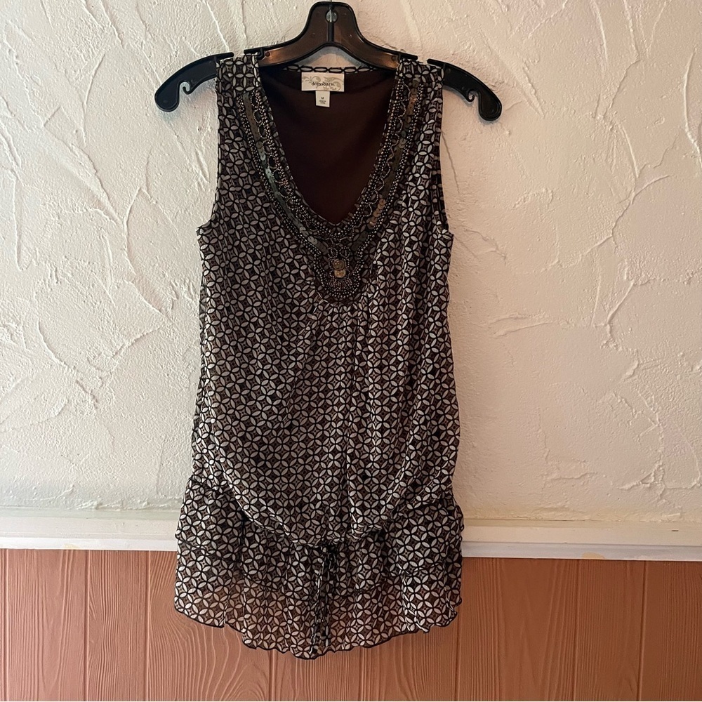 Dressbarn Brown Top with Black Accents